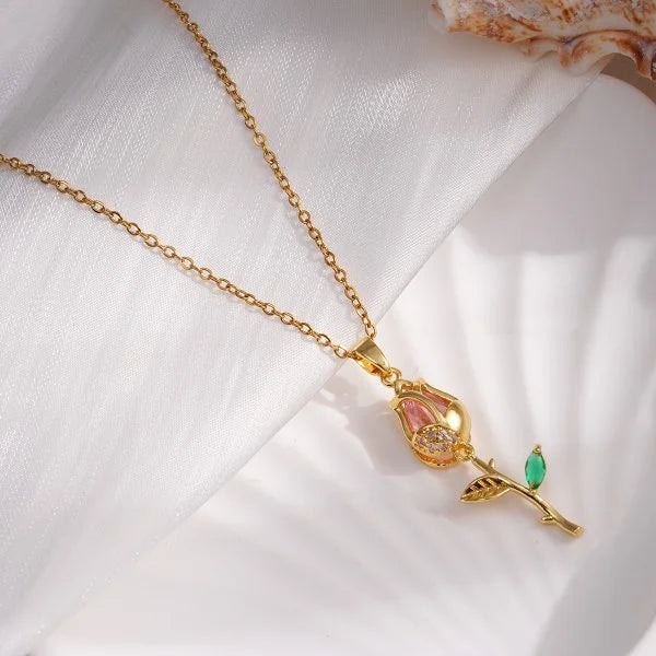 Bloom Renewal Tulip Flower Pendant Necklace