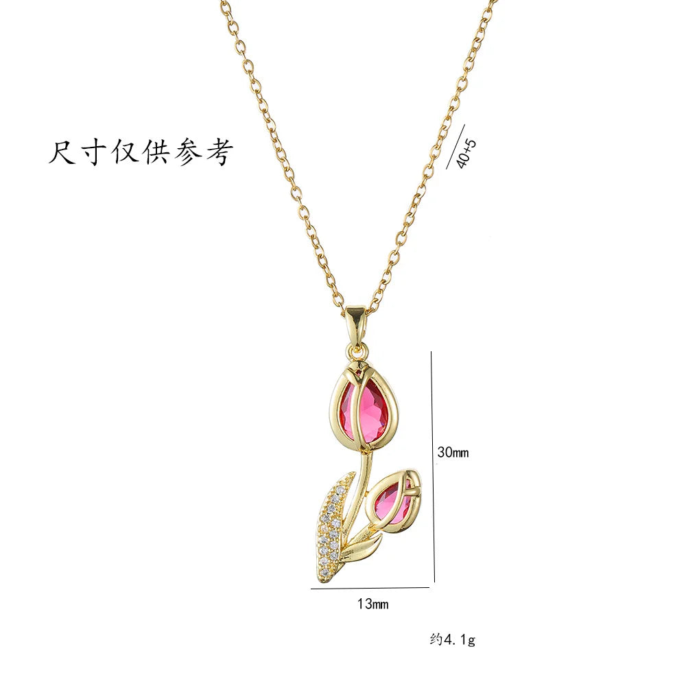 Bloom Renewal Tulip Flower Pendant Necklace