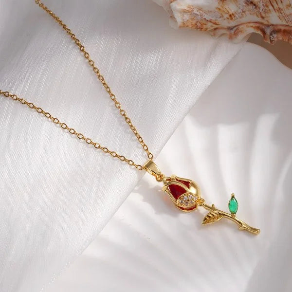Bloom Renewal Tulip Flower Pendant Necklace