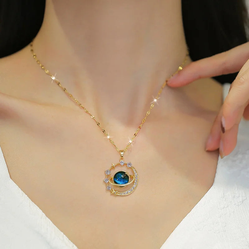 Celestial Harmony Sun Moon Star Pendant Necklace