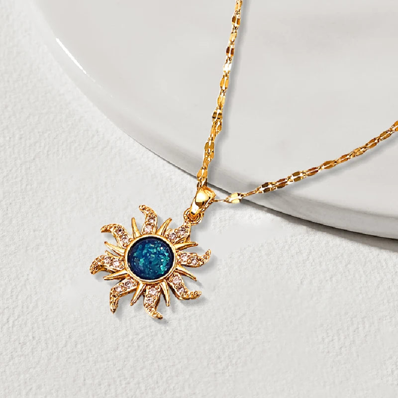 Celestial Harmony Sun Moon Star Pendant Necklace