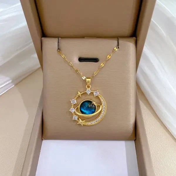 Celestial Harmony Sun Moon Star Pendant Necklace