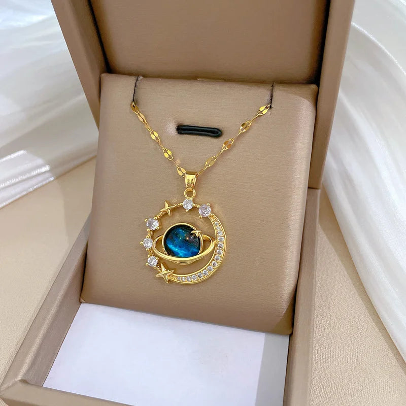 Celestial Harmony Sun Moon Star Pendant Necklace