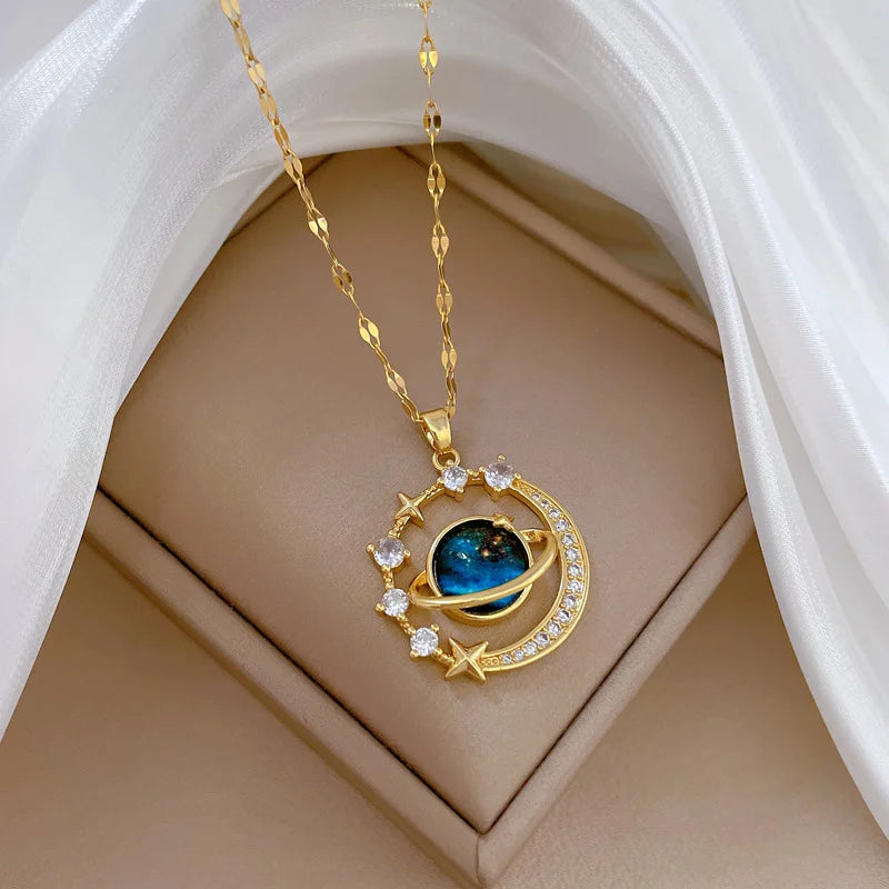 Celestial Harmony Sun Moon Star Pendant Necklace