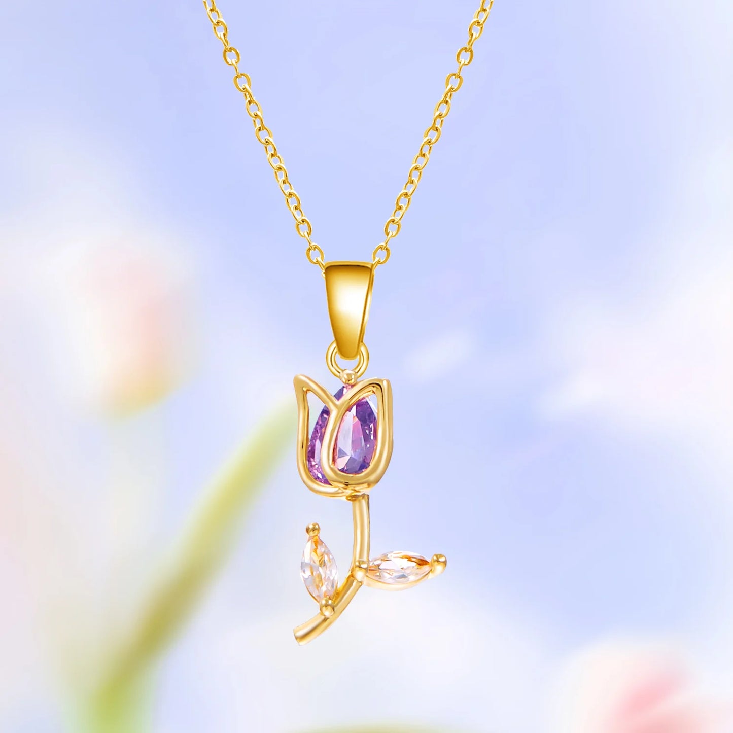 Bloom Renewal Tulip Flower Pendant Necklace