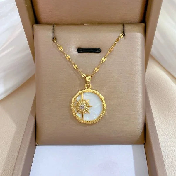 Celestial Harmony Sun Moon Star Pendant Necklace