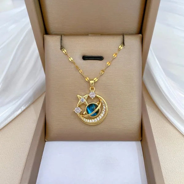 Celestial Harmony Sun Moon Star Pendant Necklace