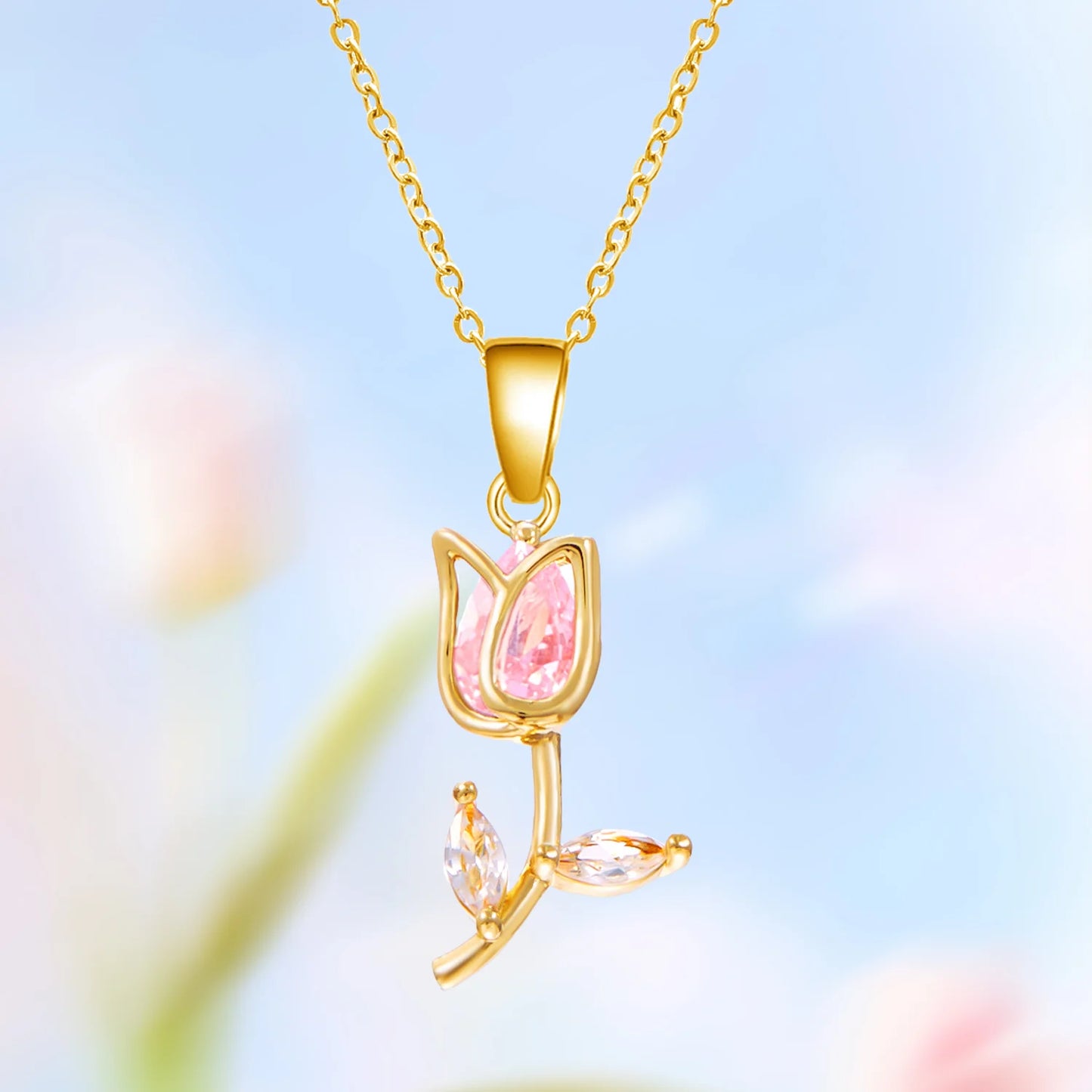 Bloom Renewal Tulip Flower Pendant Necklace