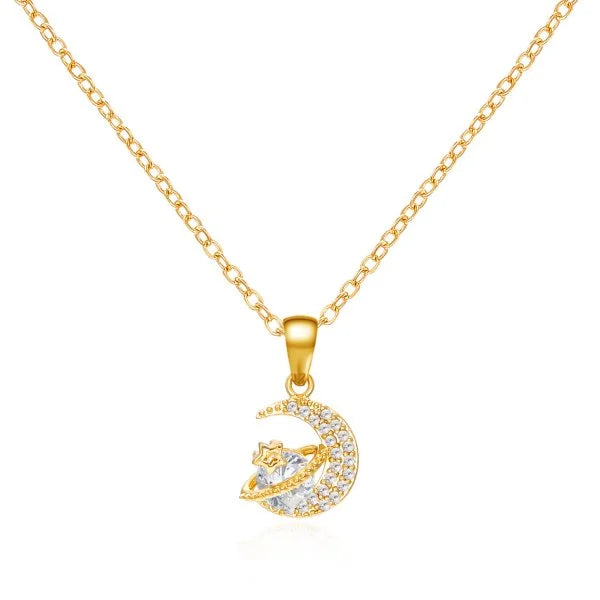 Celestial Harmony Sun Moon Star Pendant Necklace