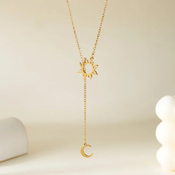 Celestial Harmony Sun Moon Star Pendant Necklace