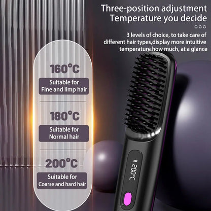 2 In 1 Straightening Hair Brush & Curler KEIKO