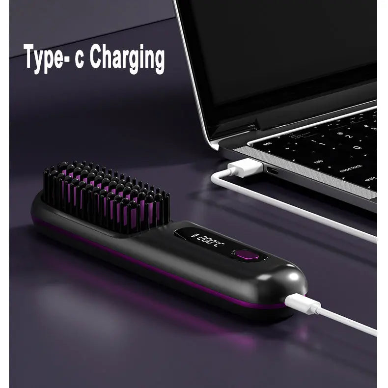 2 In 1 Straightening Hair Brush & Curler KEIKO