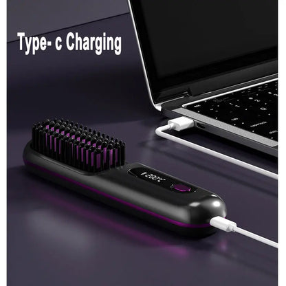 2 In 1 Straightening Hair Brush & Curler KEIKO