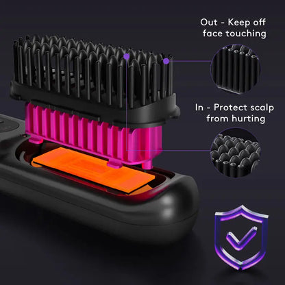 2 In 1 Straightening Hair Brush & Curler KEIKO