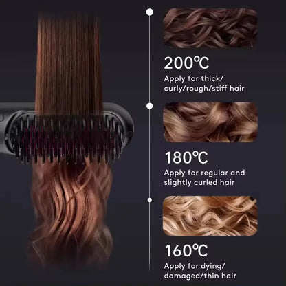 2 In 1 Straightening Hair Brush & Curler KEIKO