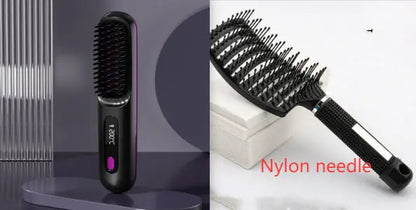 2 In 1 Straightening Hair Brush & Curler KEIKO