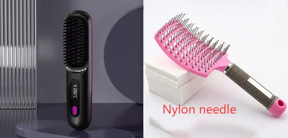 2 In 1 Straightening Hair Brush & Curler KEIKO