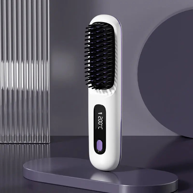 2 In 1 Straightening Hair Brush & Curler KEIKO