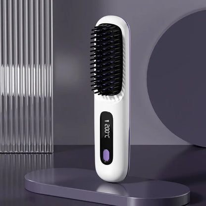 2 In 1 Straightening Hair Brush & Curler KEIKO
