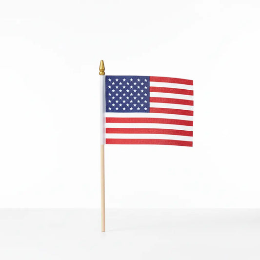 6 x 8 Inches Small Mini American Flags on Sticks Handheld US Flags with Solid Wooden Pole for 4th of July Independence Day Decor KEIKO