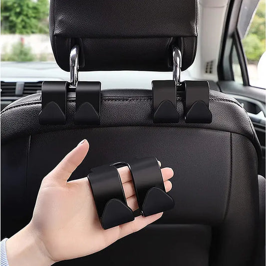 AutoAnchor car seat headrest hooks, set of 4, installed on headrest posts