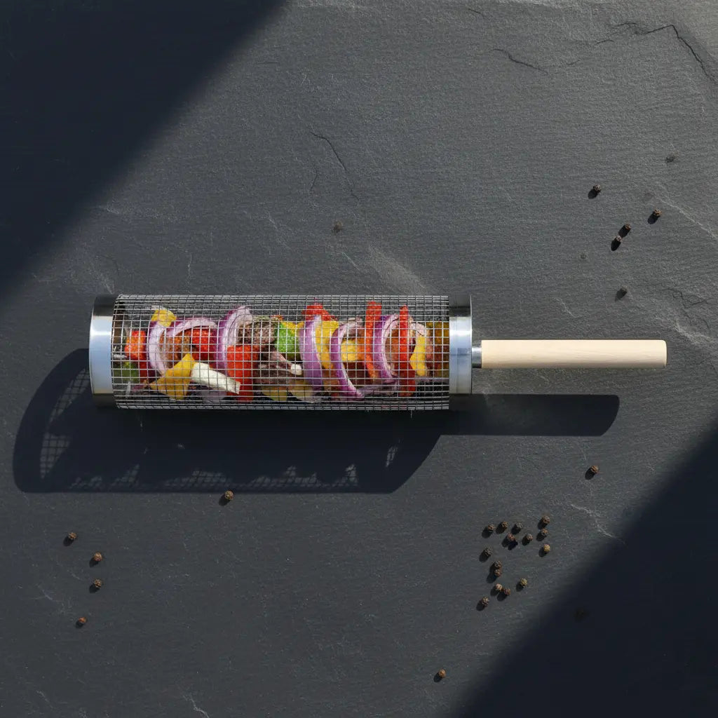 Char Chamber - Outdoor BBQ Grill Basket With Wooden Handle KEIKO