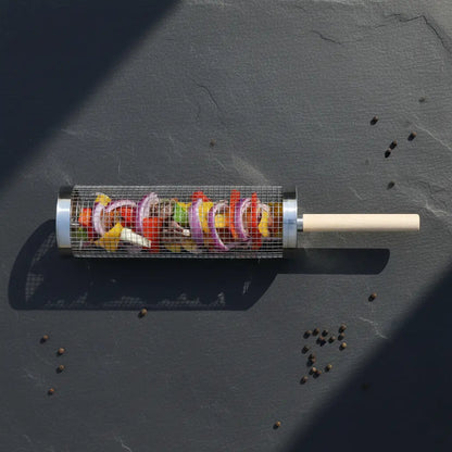 Char Chamber - Outdoor BBQ Grill Basket With Wooden Handle KEIKO