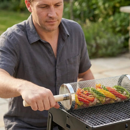 Char Chamber - Outdoor BBQ Grill Basket With Wooden Handle KEIKO