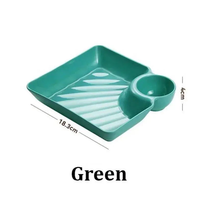 Chips and Dip Plates, Plastic Serving Platter Dumpling Plate with Dipping Saucer, Divided Snack Serving Dishes for Appetizer KEIKO