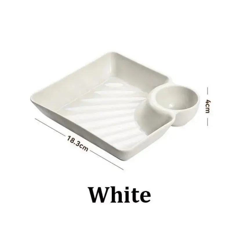 Chips and Dip Plates, Plastic Serving Platter Dumpling Plate with Dipping Saucer, Divided Snack Serving Dishes for Appetizer KEIKO