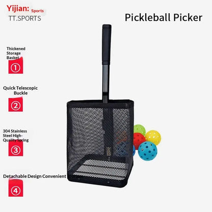 CourtVac no-bend pickleball collector frame