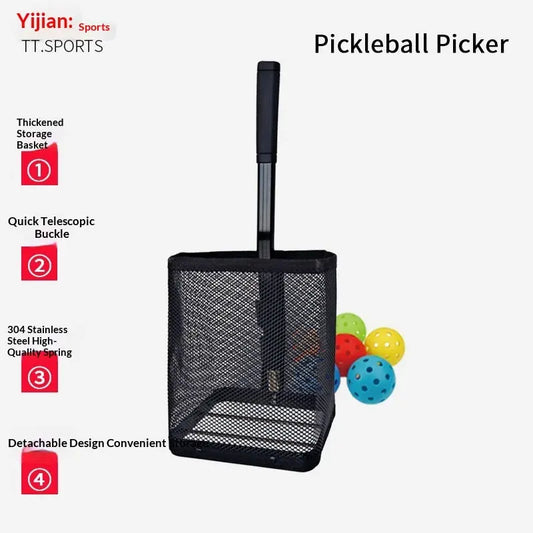 CourtVac no-bend pickleball collector frame