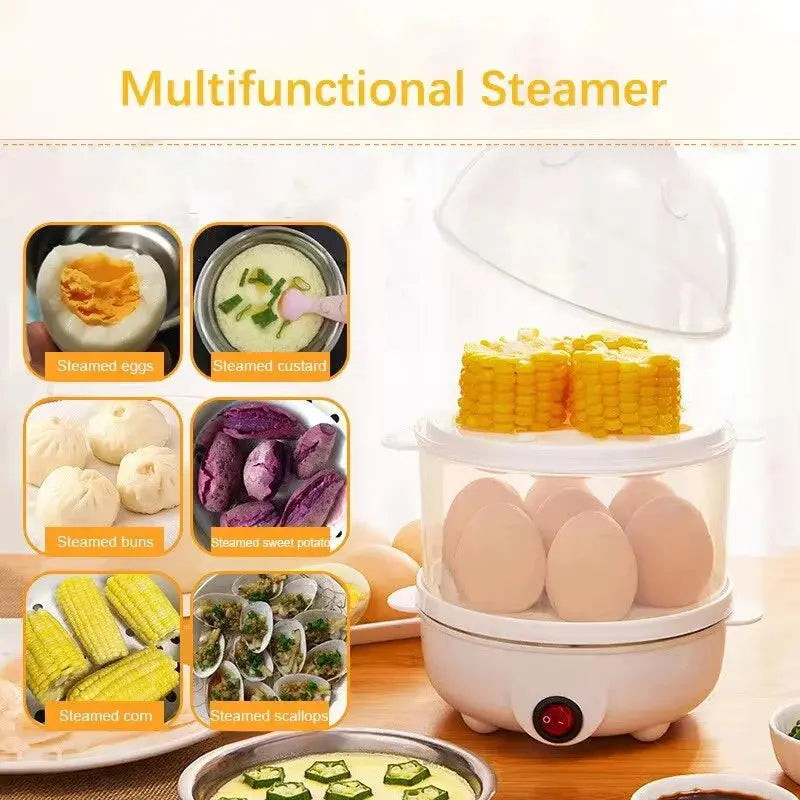Egg Cooker Multifunctional Electric Egg Boiler Double Layers Egg Cooker Mini Steamer Poacher Kitchen Cooking Breakfast Machine KEIKO