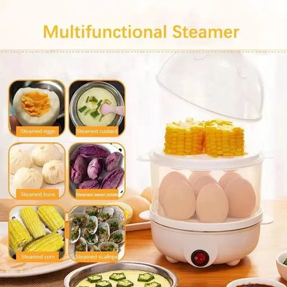 Egg Cooker Multifunctional Electric Egg Boiler Double Layers Egg Cooker Mini Steamer Poacher Kitchen Cooking Breakfast Machine KEIKO