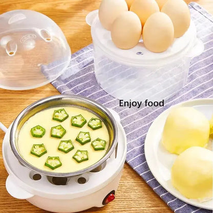 Egg Cooker Multifunctional Electric Egg Boiler Double Layers Egg Cooker Mini Steamer Poacher Kitchen Cooking Breakfast Machine KEIKO