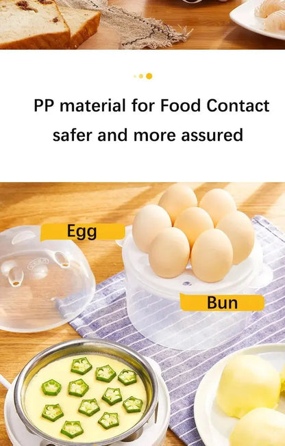 Egg Cooker Multifunctional Electric Egg Boiler Double Layers Egg Cooker Mini Steamer Poacher Kitchen Cooking Breakfast Machine KEIKO