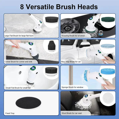 Electric Cleaning Brush 8 in 1 Multifunctional Household Wireless Rotatable Cleaning Brush For Bathroom Kitchen Windows Toilet KEIKO