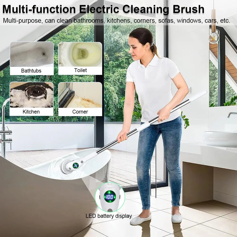 Electric Cleaning Brush 8 in 1 Multifunctional Household Wireless Rotatable Cleaning Brush For Bathroom Kitchen Windows Toilet KEIKO