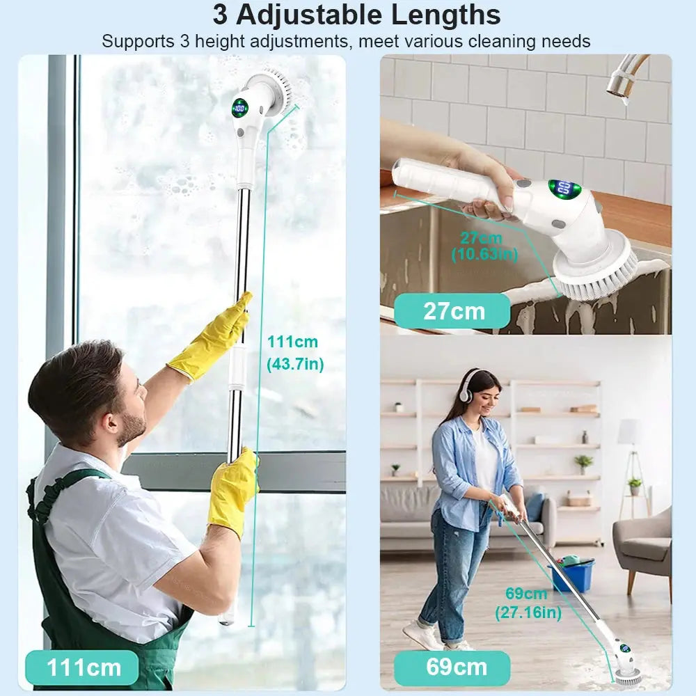 Electric Cleaning Brush 8 in 1 Multifunctional Household Wireless Rotatable Cleaning Brush For Bathroom Kitchen Windows Toilet KEIKO