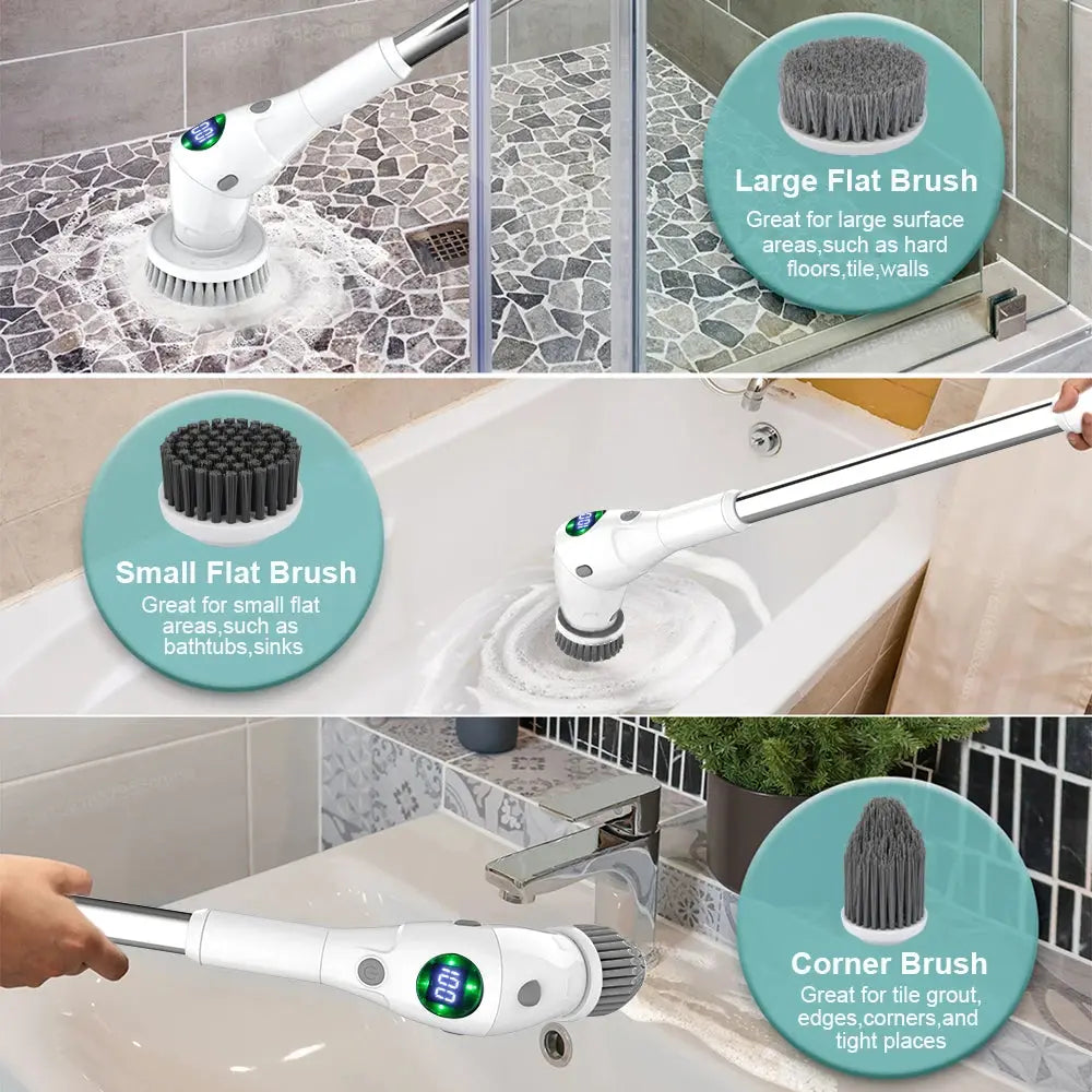 Electric Cleaning Brush 8 in 1 Multifunctional Household Wireless Rotatable Cleaning Brush For Bathroom Kitchen Windows Toilet KEIKO