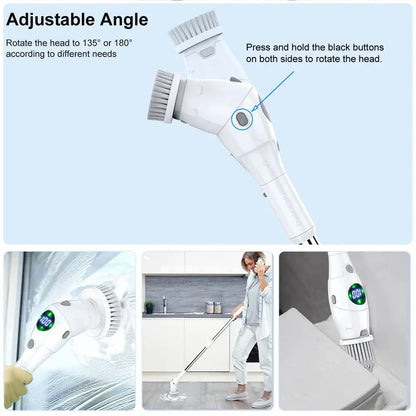 Electric Cleaning Brush 8 in 1 Multifunctional Household Wireless Rotatable Cleaning Brush For Bathroom Kitchen Windows Toilet KEIKO