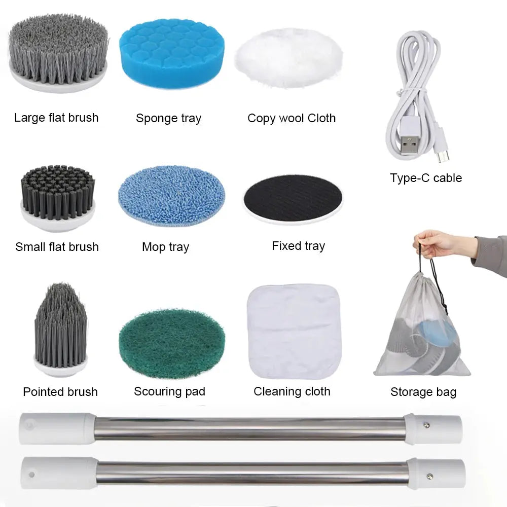 Electric Cleaning Brush 8 in 1 Multifunctional Household Wireless Rotatable Cleaning Brush For Bathroom Kitchen Windows Toilet KEIKO