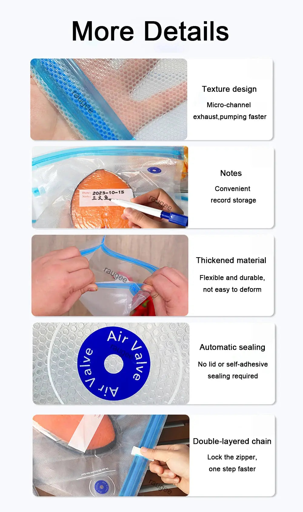 Food Vacuum Bags Reusable Vacuum Bags Small Large Size Vacuum Sealed Food Bags Food Storage Bag 10Pcs Vacuum Packaging Bags KEIKO