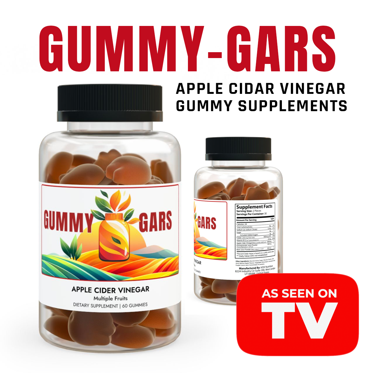 GUMMY-GARS Apple Cider Vinegar Gummies (60 Gummies)