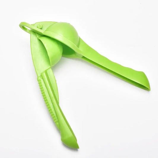 Juice Jacker manual citrus press in lime green, two-handle squeezer