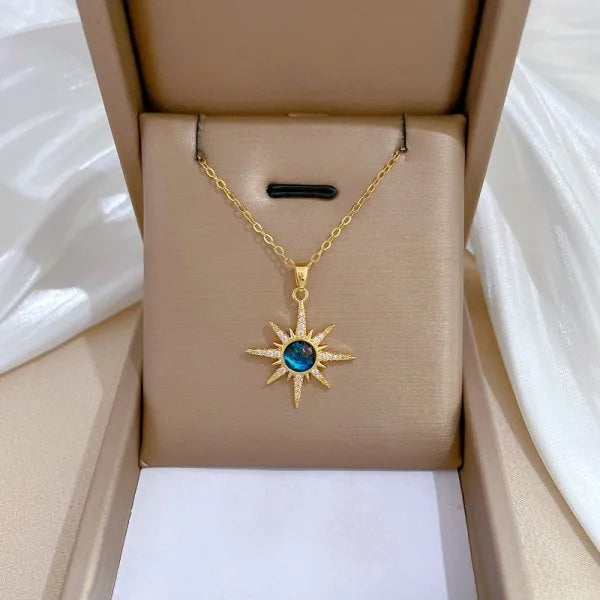 Celestial Harmony Sun Moon Star Pendant Necklace