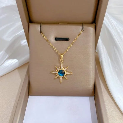 Celestial Harmony Sun Moon Star Pendant Necklace