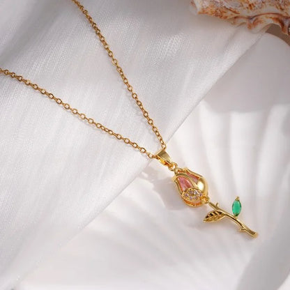Bloom Renewal Tulip Flower Pendant Necklace
