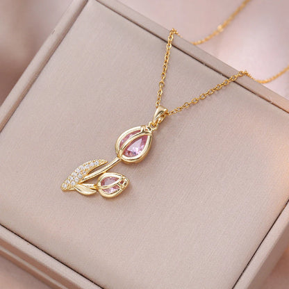 Bloom Renewal Tulip Flower Pendant Necklace