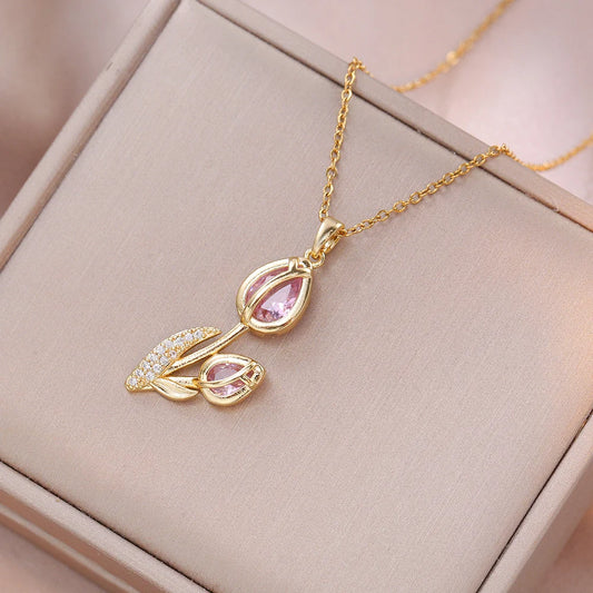 Bloom Renewal Tulip Flower Pendant Necklace